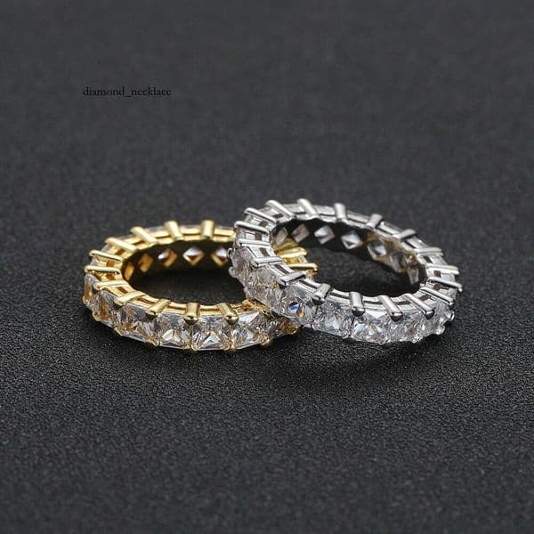 Square Moissanite ring Luxury Jewelry Hip Hop style Silver inlaid with Moissanite popular item for men and women 18K gold-plated single ring