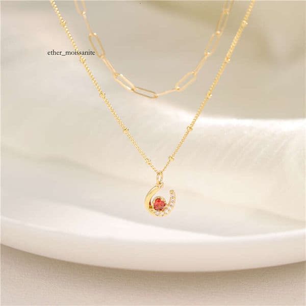 Silver Necklace Layered Wear Series U-shaped Horseshoe Clavicle Chain 18k Gold Moissanite with Diamonds Wholesale