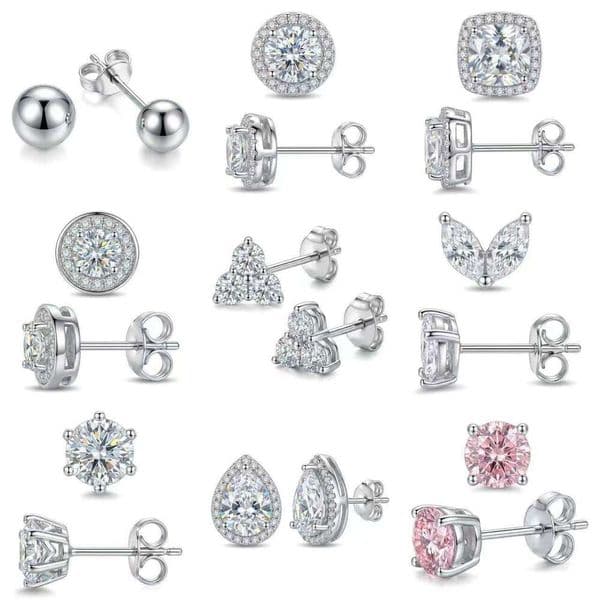 Korean-style cross-border light luxury high-end feel, made of copper with micro-inlay, featuring a smooth hemispherical design, simple and elegant earrings