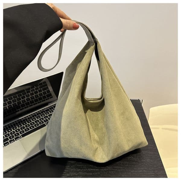 Women's suede bag, casual retro large-capacity shoulder bag, 2024 new model, soft and relaxed artistic style tote bag cb7