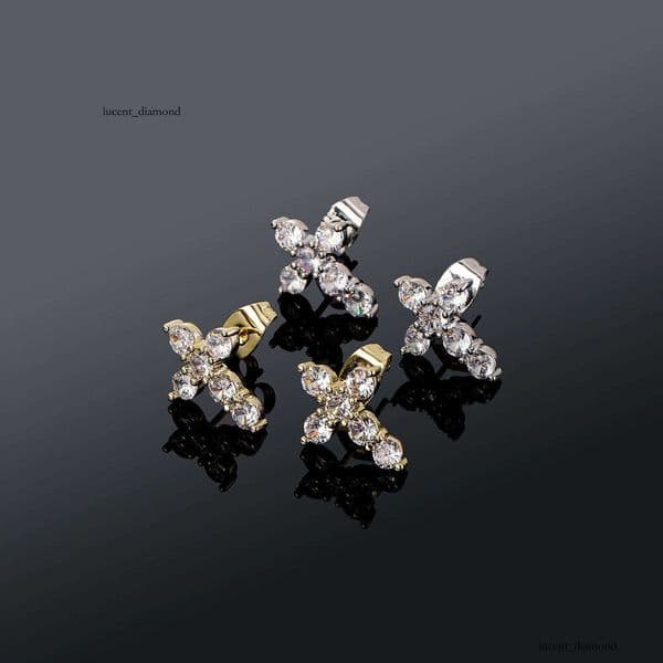 Jewelry popular ins-style simple cross light luxury Moissanite earrings high-end versatile jewelry