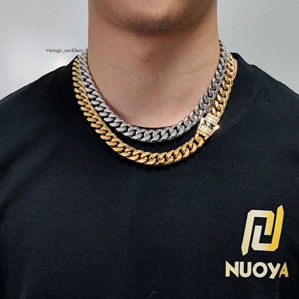 New Jewelry products: Lightning Moissanite spring clasp Sterling Silver 14K 18K Gold Cuban necklace hip-hop titanium steel jewelry men's necklace