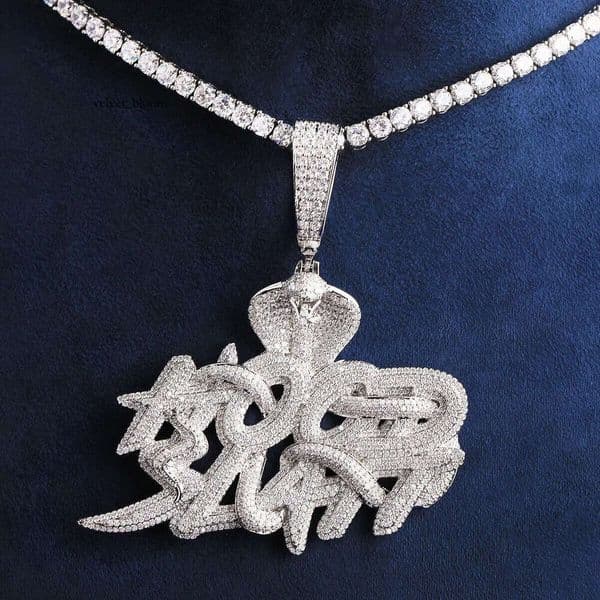 Source Jewelry Hip Hop Cobra Necklace Pendant Men's Real Silver Moissanite High-End Jewelry