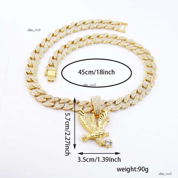 Jewelry Hot-Selling Personalized Full Diamond Eagle Hip Hop Men's Necklace Fashion Animal Pendant Jewelry Manufacturer Customization