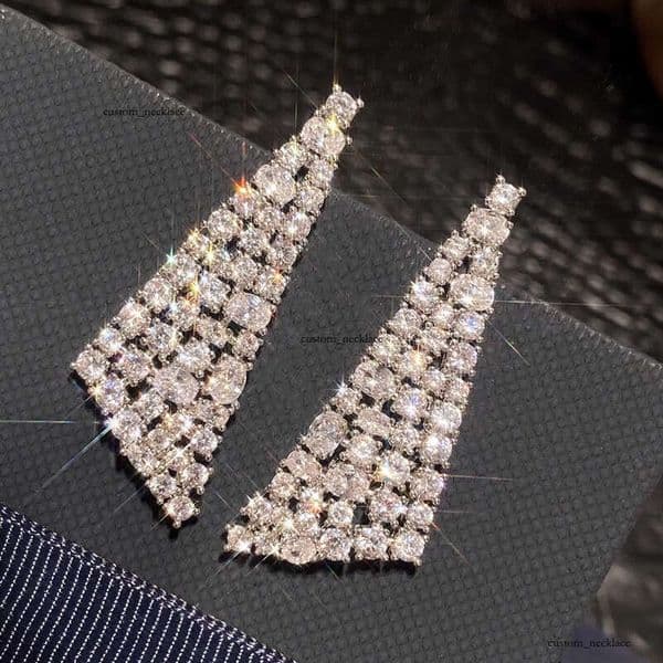 Moissanite Jewelry statement earrings exaggerated triangular design elegant party accessories for women unique and sparkling with full
