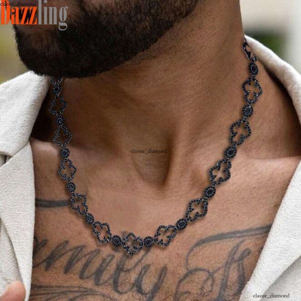 New Hip Hop Style men's bracelets and necklaces with unique black Moissanite inlay design trendy foreign trade accessories wholesale