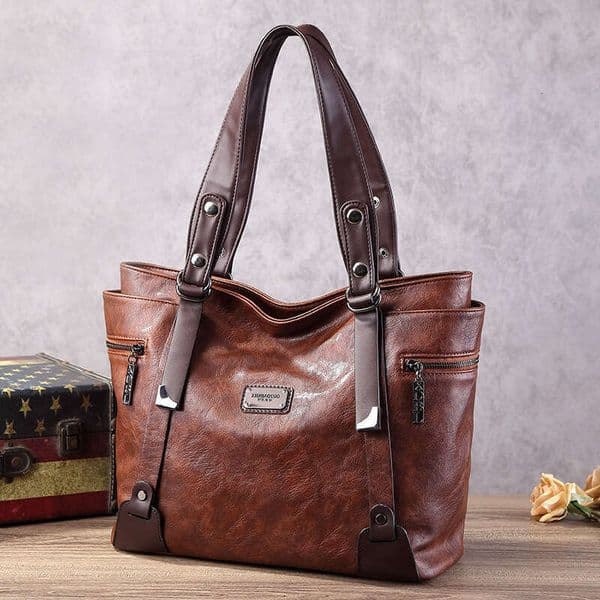 New vintage European and American style handbag, shoulder crossbody unisex tote, soft bag, large capacity women's bag
