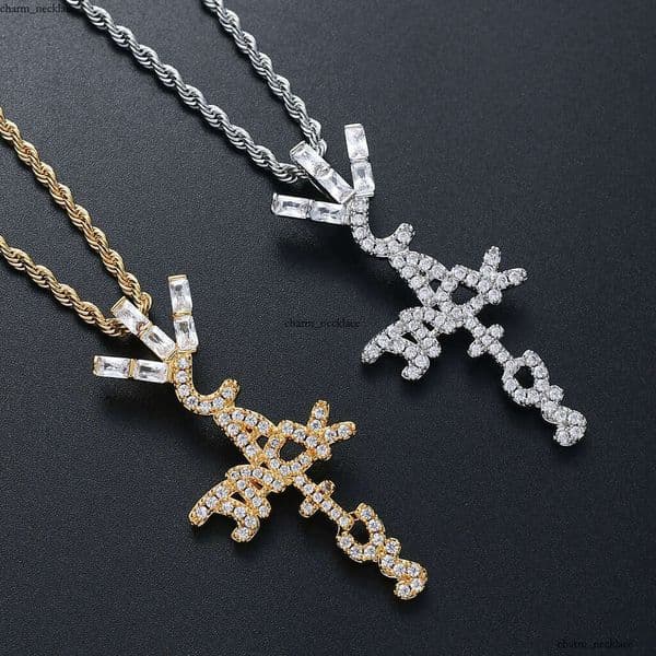Fashion Jewelry Hip Hop Moissanite letter necklace Travis Scott brand Cactus Jack cross pendant