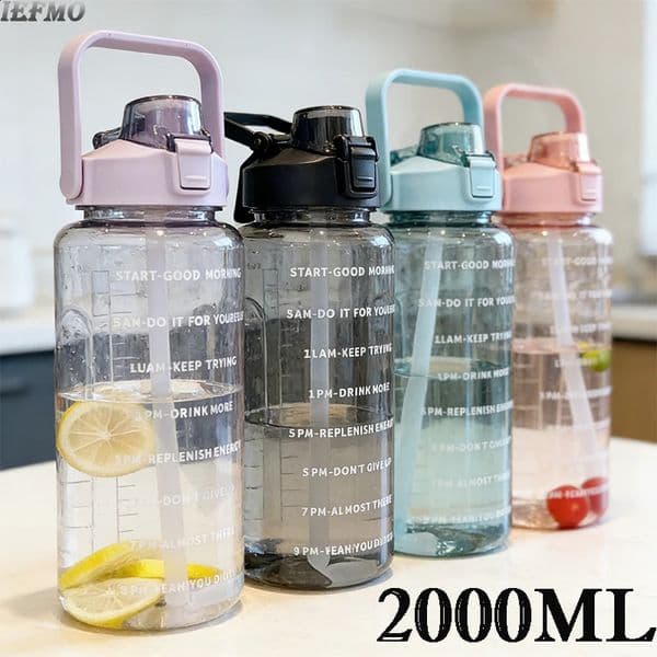 2000ML Large Capacity Sports Water Bottle with Portable Carry Handle for Gym Outdoor SummerMen and Women 260321