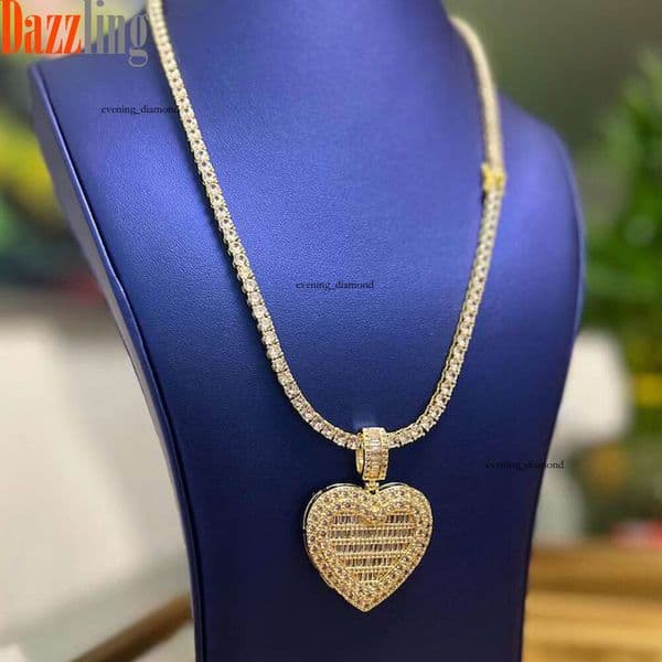 New Jewelry Hip Hop heart-shaped Moissanite pendant foreign trade punk jewelry with Moissanite for dropshipping