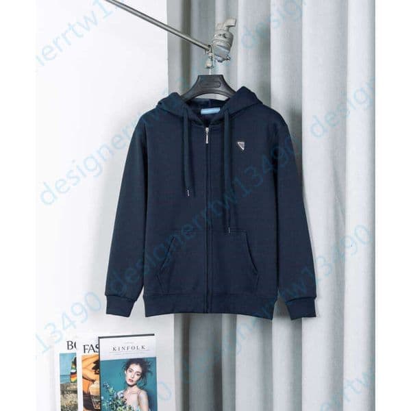 Mens Luxury Designer hoodie Brand Triangular Logo Zip Up hoodies Casual Long Sleeve Hooded Soft Fleece Lined Spring And Autumn Hoodie Jackets Loose Men Clothing s-xl