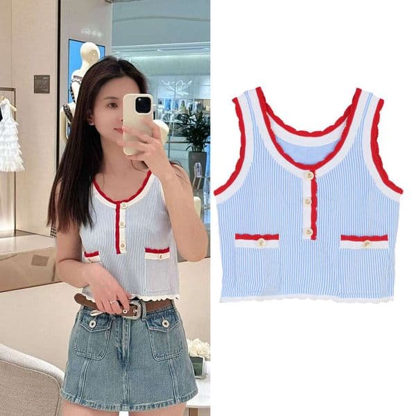 2026 Spring and Summer New Sweet Multi functional Slim fit Crochet Hollow out Tank Top Small Fragrant Style Knitted Women's h28 Thin Tank Top