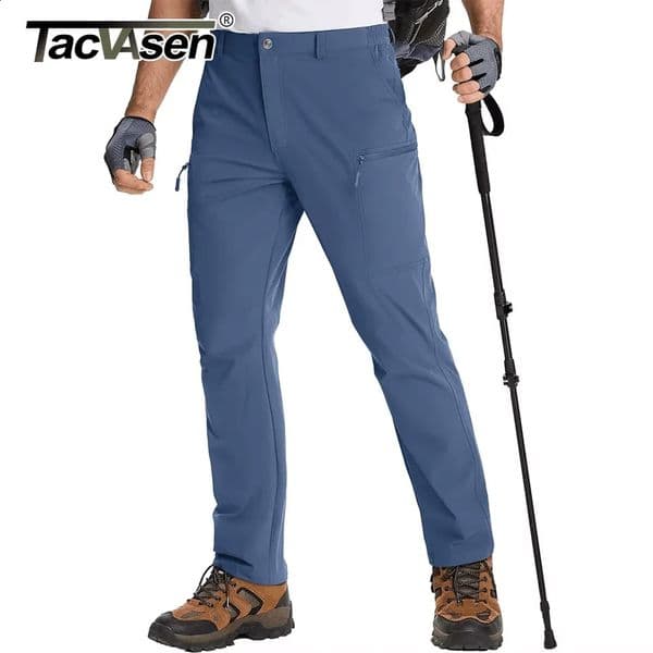 TACVASEN Lightweight Hiking Pants Mens Quick Dry Cargo Work Pants Nylon Waterproof Outdoor Trekking Fishing Pants Male Trousers 260316BJ