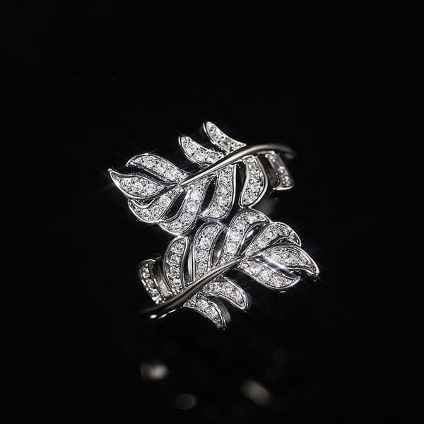 best-selling new product: Moissanite Jewelry plant floral series rings fashionable and natural women's leaf index finger rings
