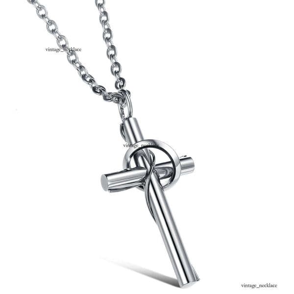 Jewelry Jewelry Love Entwined Cross 925 Sterling Silver 18K Gold Couple Necklace Pure Steel Chain