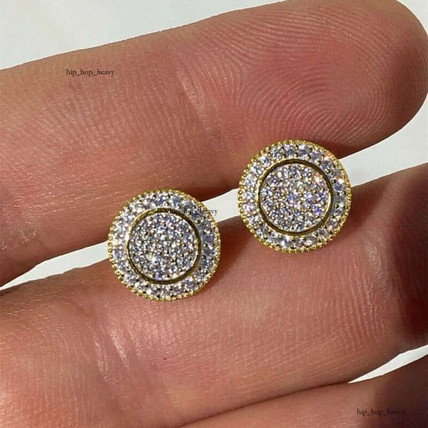 Hip Hop Moissanite Round Stud High-End Trendy Unisex Simple Versatile Internet Celebrity Earrings Elegant Classic Ear Jewelry