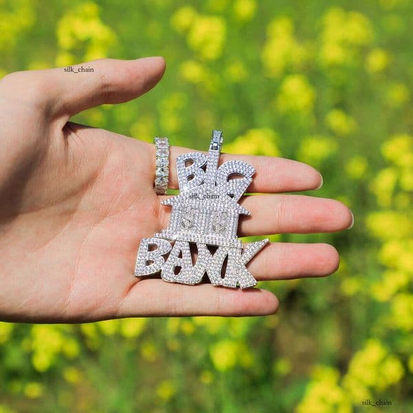 Jewelry Hip Hop Full Moissanite Big Bank Pendant Necklace BIG BANK Unisex Trendy Rap Accessories Jewelry