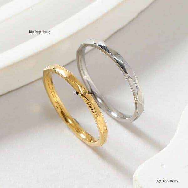 best-selling 925 Sterling Silver 18K Gold fashionable 2mm multi-faceted plain couple's ring niche design ring manufacturer
