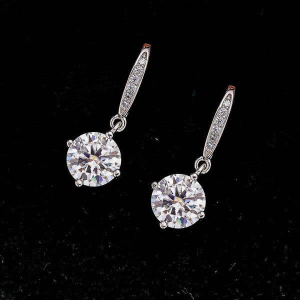 Silver for Women Six-Claw Stud Elegant Simple Wedding Moissanite Gift Tassel Earrings Live Streaming