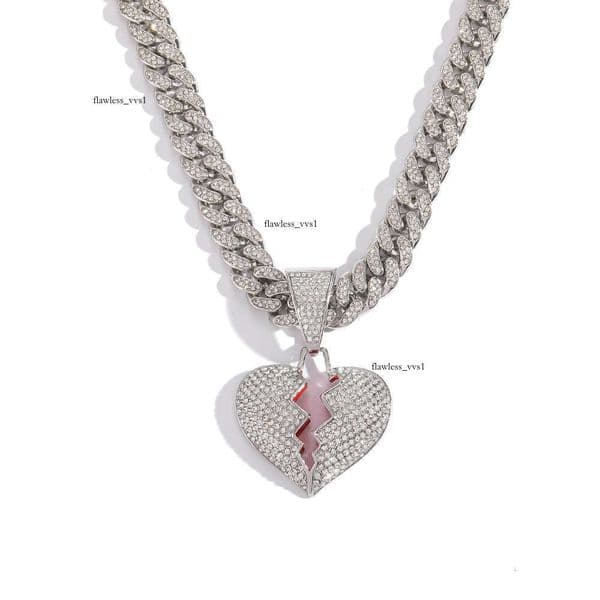 Hip Hop Style personalized heart-shaped pendants Hip Hop Cuban chain alloy couple necklaces