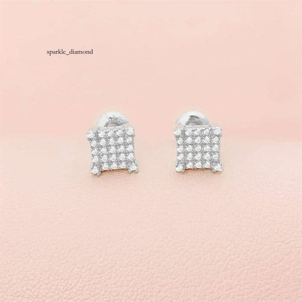 INS New HotSelling S925 Silver Inlaid Moissanite Classic Square Wholesale Supply Simple Stud Earrings