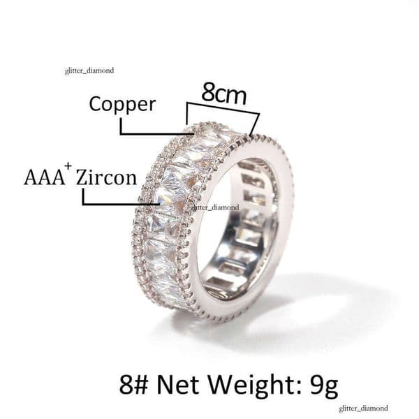 Hot Selling Accessories Silver Inlaid T Square Moissanite Couple Moissanite Jewelry Simple Personality Men's Ring Wholesale