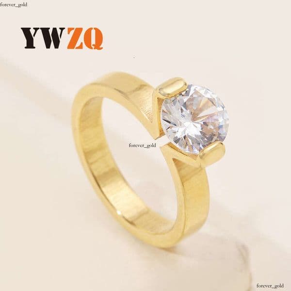 light luxury Sterling Silver 14K 18K Gold jewelry laser-cut gold-plated Moissanite-inlaid Hip Hop Style titanium steel ring for couples