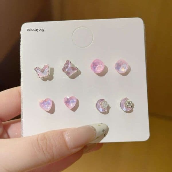 Cartoon are fresh, simple, super cute and sweet. New student version small earrings set for girls a7