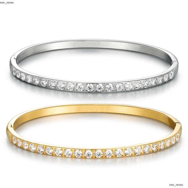 Hip Hop Style diamond-encrusted curved 925 Sterling Silver 18K Gold clasp bracelet high-end square diamond women's bracelet
