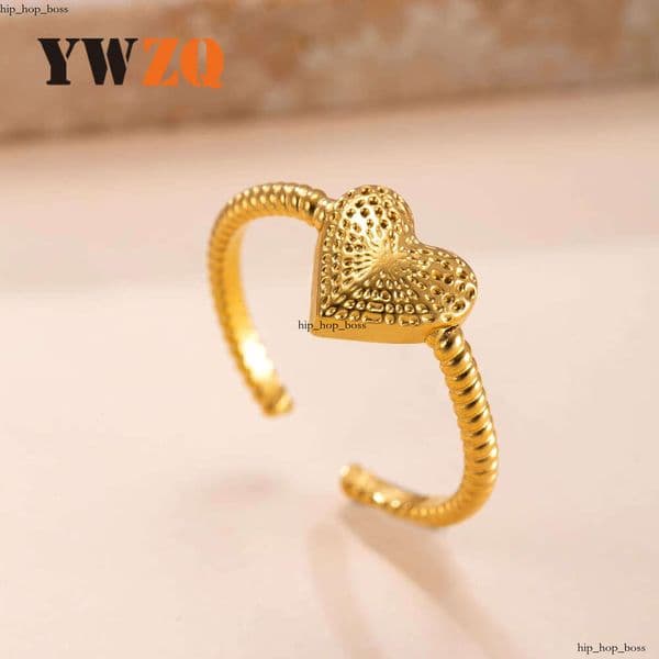 best-selling titanium jewelry fashionable ins-style 18k gold-plated open ring heart-shaped 925 Sterling Silver 14K Gold ring manufacturer