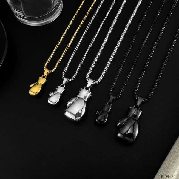Free Shipping Jewelry Street Hip Hop 925 Sterling Silver 18K Gold Fist Necklace Personality Classic Titanium Steel Men's Jewelry