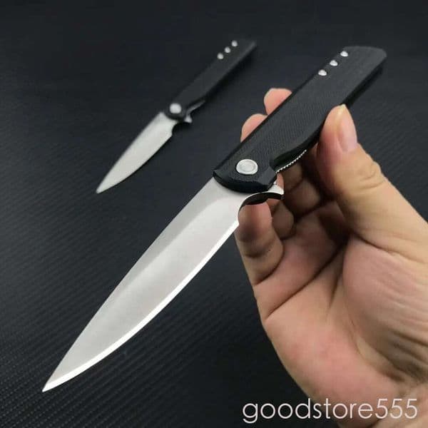 pocket knife KT-CR 3801/3802K LCK Folding Knife 8cr13mov Satin fixed blade knife couteau Plain Blade Black Nylon Fiberglass Handles Pocket Knives Rescue Utility