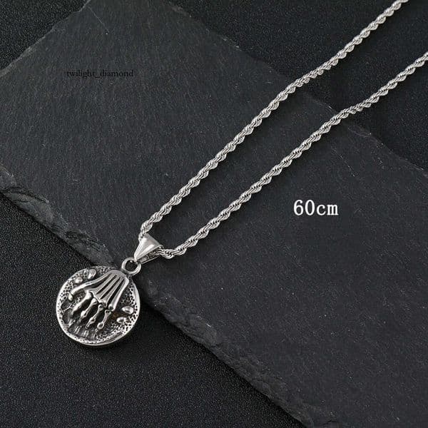 Luxury Jewelry Sterling Silver 14K 18K Gold Hip Hop jewelry personalized retro lion head men's cast titanium steel necklace with skull and ghost claw pendant