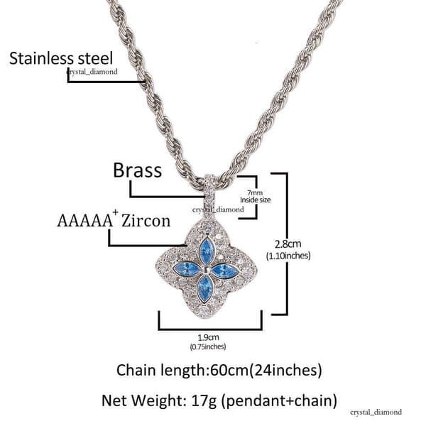 Hip Hop Vintage Source Pendant Versatile Sweater Exquisite Colorful Four-Leaf Clover Necklace for Women