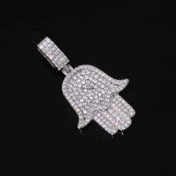 Jewelry Hip Hop Silver inlaid Moissanite Fatima hand pendant vintage jewelry men's personalized necklace customization