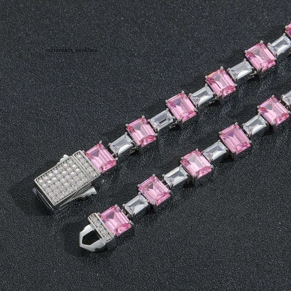 Pink with Moissanite simple tennis chain personalized Moissanite bracelet men and women Hip Hop trendy brand bracelet available for dropshipping