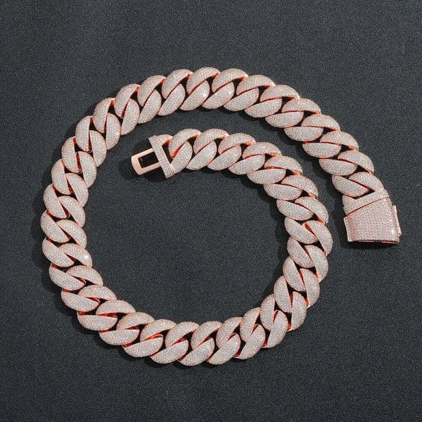 European and American Rose Gold 22mm Bubble Cuban Chain Trendy Brand Men's Personality Hip-Hop Jewelry Necklace Cross-Border