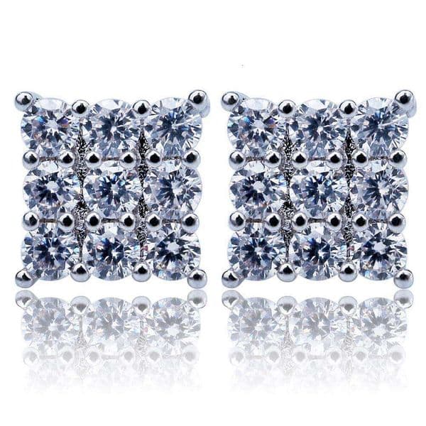 3*3 Moissanite Square Hip Hop Men's Earrings Wholesale Hiphop Jewelry Wish Hot Sale