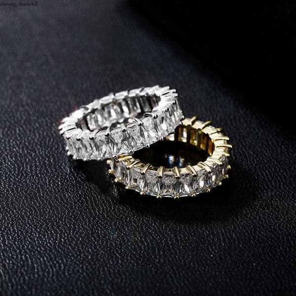 Jewelry Hot-Selling 6mm Rectangular Full Diamond Niche Light Luxury High-End Feel Ring Ins Versatile Hand Jewelry Wholesale