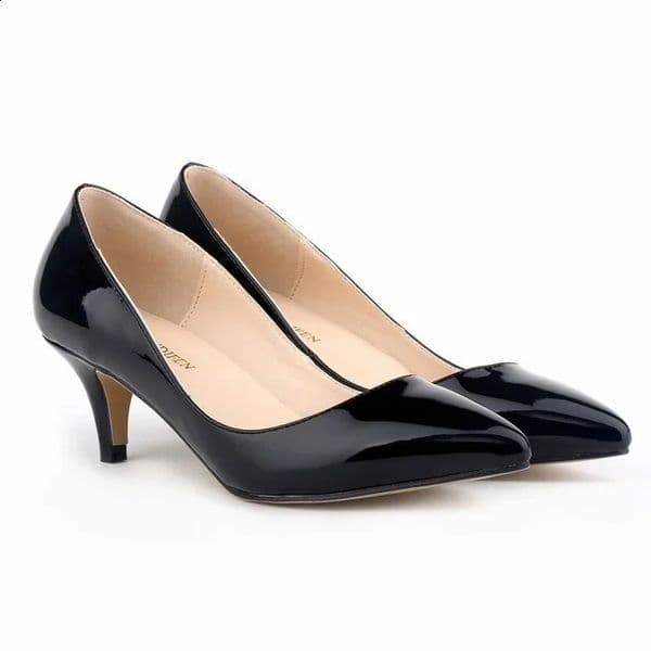 Women Pumps Classic Sexy Pointed Toes 5cm Low Med Kitten High Heels Spring Design Black Dress Wedding Shoes Large Size 260321
