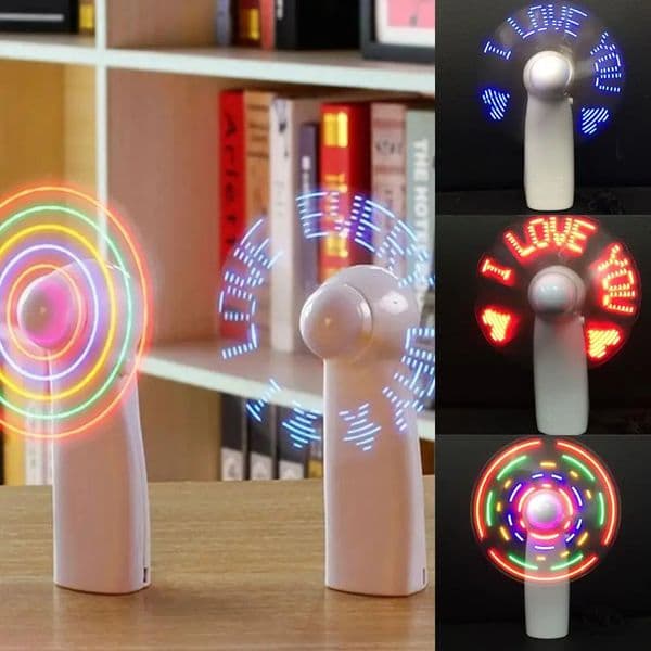 Small Electric Fan With Flashing Words Mini Portable Toy Rechargeable Support Student Fan Light Led Battery Handheld Coolin N0K7 260319