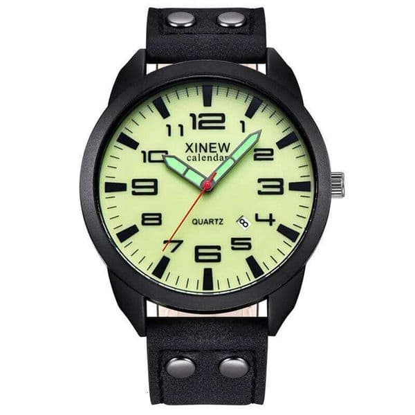 Original XINEW Brand Students Watches Men Fashion Simple Leather Band Date Quartz Wrist Watch Black Montre Homme Reloj Hombre