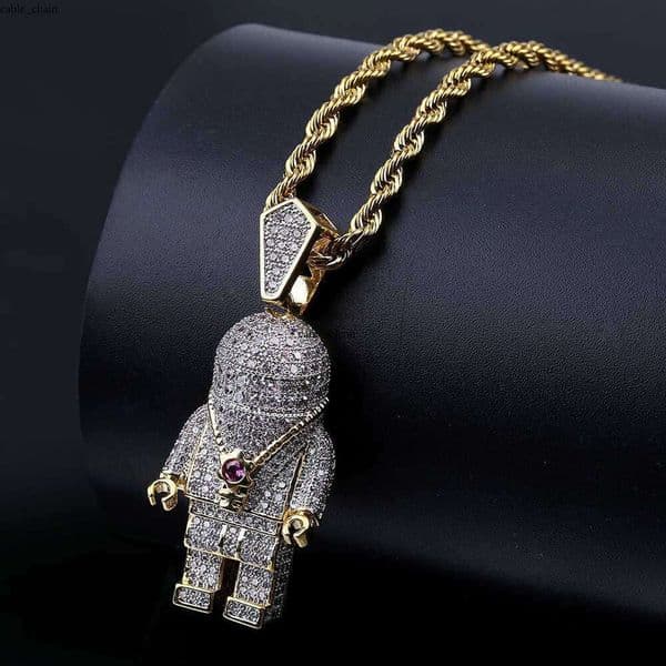 Popular Moissanite Jewelry personalized astronaut pendant with micro-inlaid Moissanite Hip Hop men's trendy necklace