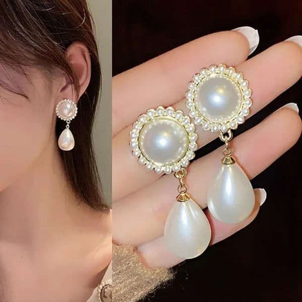 French-style faux pearl earrings for women court vintage teardrop-shaped earrings high-end noble and elegant ear accessories