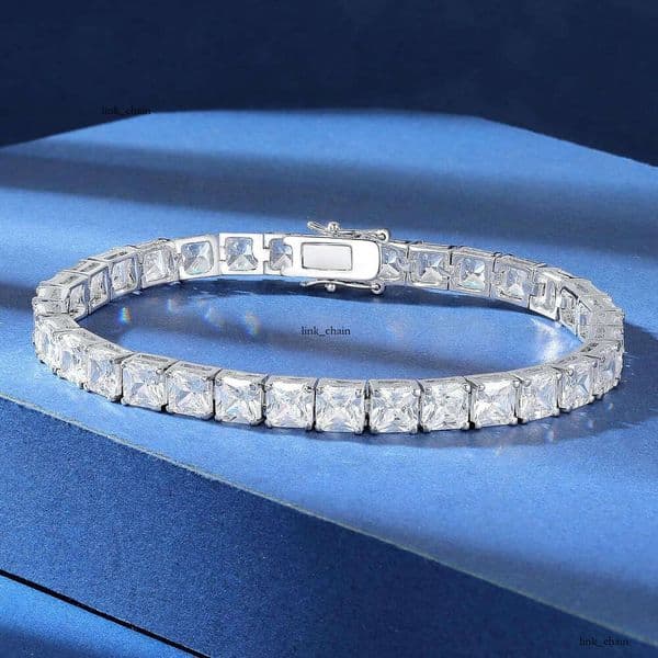 Silver inlaid Moissanite tennis bracelet 5mm*5mm square fashion design light luxury Jewelry bestseller factory wholesale