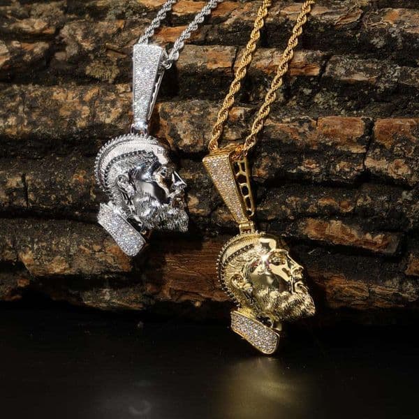 Rapper Nipsey Hussle Avatar Side Face Pendant Full Moissanite Jewelry Hip Hop Trend Necklace