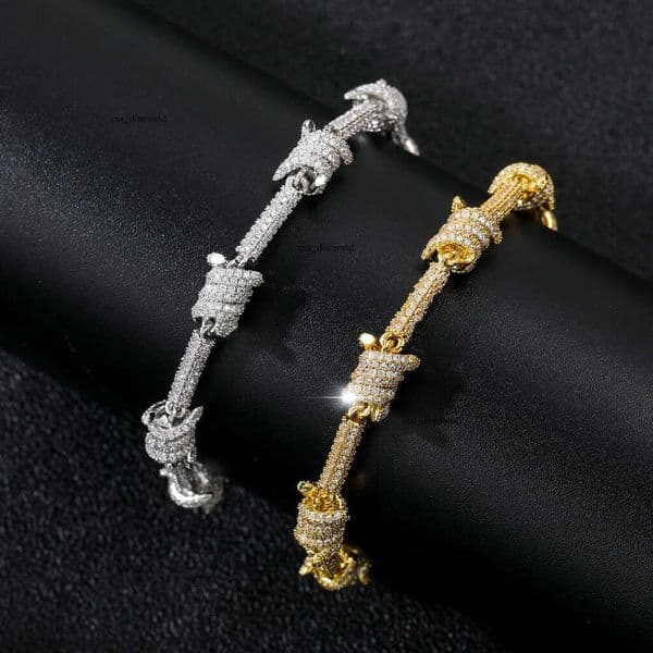 INS Hip Hop Style 7.6mm chain unique Cuban chain with Moissanite on both sides jewelry bracelet Hip Hop accessory available for