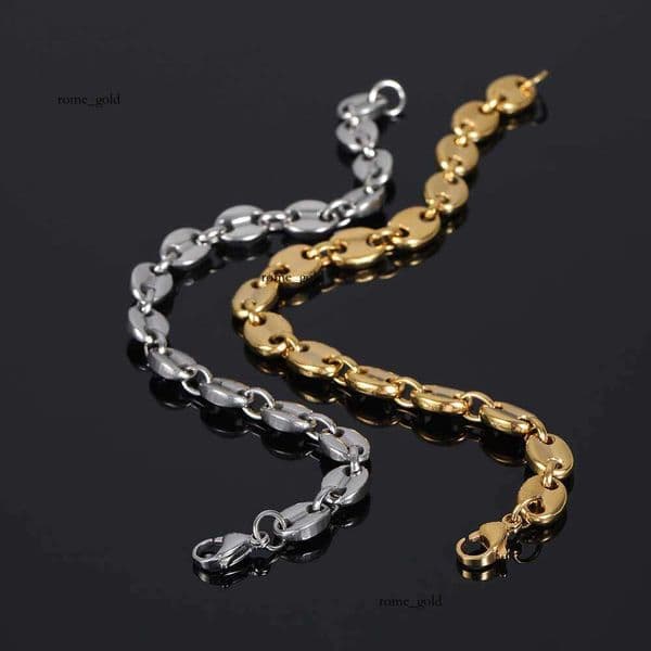 Jewelry Coffee Bean Hip Hop 18K Gold Titanium Lobster Clasp 925 Sterling Silver 18K Gold Pig Nose Necklace Jewelry for Men