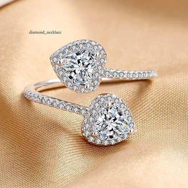 high-end fashion ins-style open double heart Moissanite engagement ring the law of true love beautiful ring