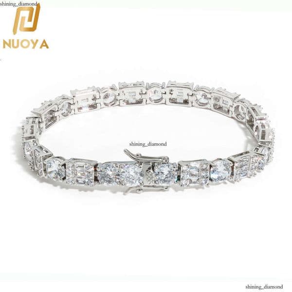 Jewelry Hip-Hop 6.5mm Clasp Square Round Mixed Moissanite Versatile High-End Men's Bracelet Customization